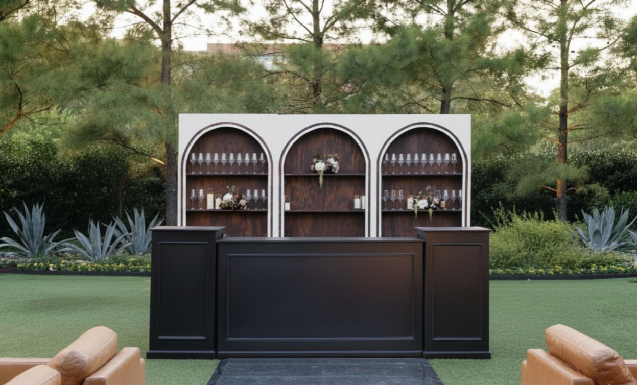 MOSTRADOR DE MADERA PLEGABLE CON COLUMNAS - Imagen 2