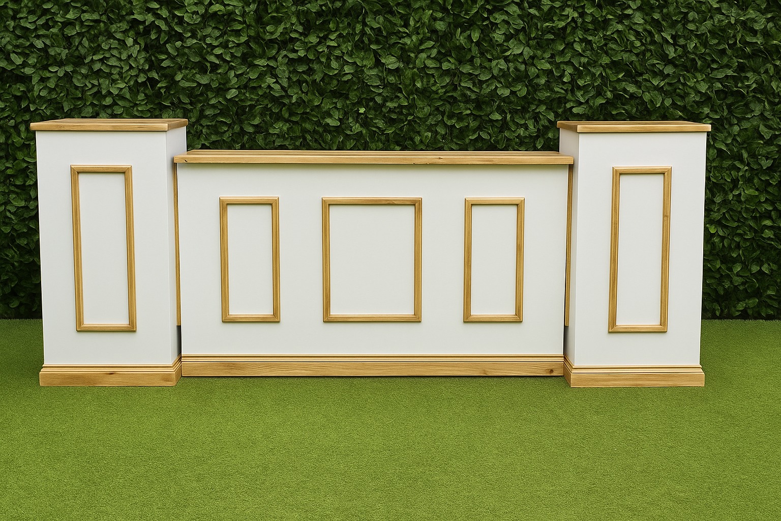 MOSTRADOR DE MADERA CON COLUMNAS