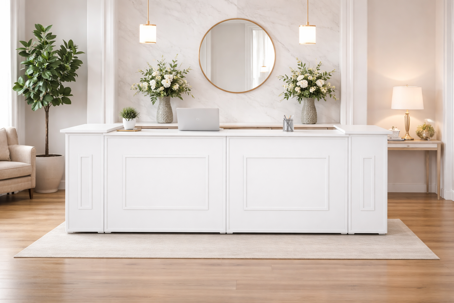 MOSTRADOR DE MADERA PLEGABLE CON COLUMNAS - Imagen 3