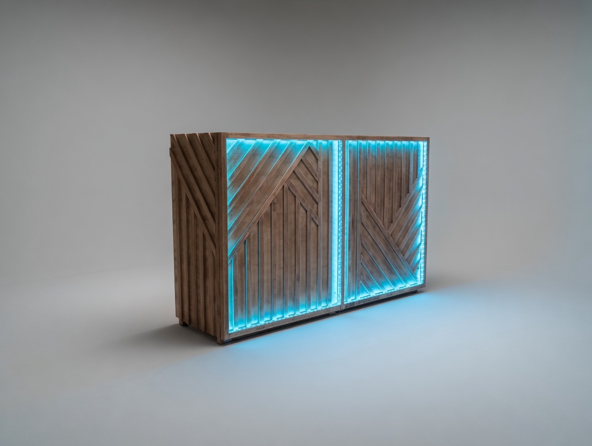 CABINA PARA DJ LISTADA GEOMÉTRICA